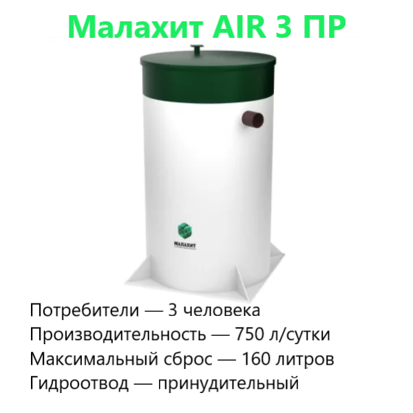 Автономная канализация Mалахит-air-3 пр